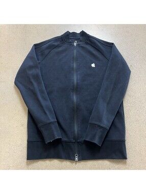 Apple Mens xs Black Full Zip Store Employee Jacket Uniform Bomber Logo